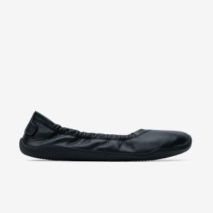 Women's Vivobarefoot Primus Asana Yin Ballerina Leather Lifestyle Shoes Obsidian | 0165372-DC